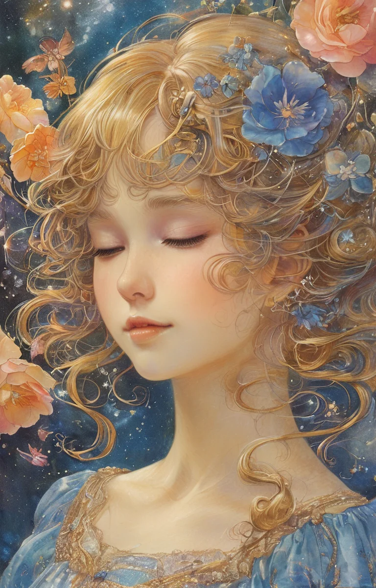 masterpiece,best quality,<lora:tbh140-sdxl:0.7>,idolmaster cinderella girls,illustration,style of Jean Delville,symbolism,colorful