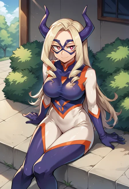score_9, score_8_up, score_7_up, source_anime, masterpiece, 1girl, ctiantake, bodysuit, domino mask, looking at viewer, outdoors, smile, sitting,<lora:YuTakeyamaCT:0.8>