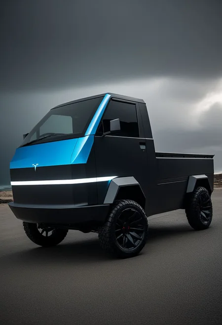 "Create an image that blends the futuristic design of a Tesla Cybertruck with the compact charm of a Daihatsu Hijet Truck S100. Visualize a vehicle with the robust, angular silhouette of the Cybertruck, but scaled down to the size and proportions of the Hijet Truck. Incorporate sleek, metallic surfaces and futuristic LED lighting reminiscent of the Cybertruck, while maintaining the practicality and versatility of the Hijet Truck's design. Let the resulting image showcase a unique fusion of modern innovation and classic utility, offering a fresh perspective on both vehicles' iconic features."
("REPUBLICA DOMINICANA." text logo: 1.4), black, black, graffiti, toxic gas, logo, death, skull mask, cyberpunk mask, hood, giant scythe in hand <lora:Harrlogos_v2.0_SDXL:1> <lora:sdxl_more_art-full_v1:0.8><lora:Harrlogos_v2.0:1> ( text pa-lante"Leonel  logo:1.3) in the clouds, storm, lightning <lora:Storm_Cloud_Style:0.8>