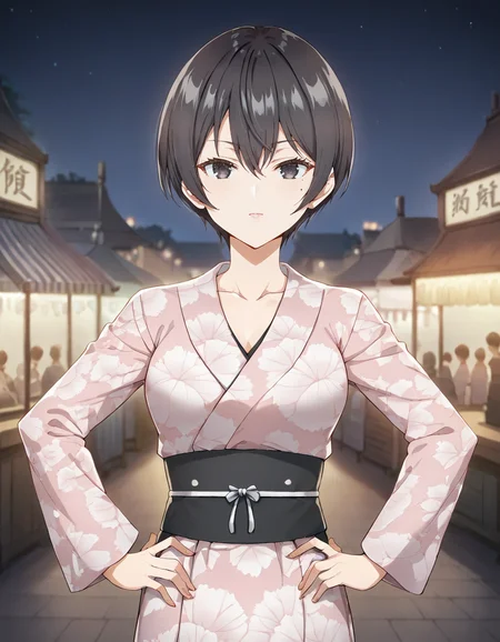 score_9, score_8_up, score_7_up, source_anime, BREAK
1girl, solo, looking at viewer, blurry background, night, market,
chisaki sarashina, black hair, short hair, hair between eyes, black eyes, (mole under eye:0.7),
print kimono, hands,print dress, collarbone, breasts, waist, long sleeves, hands on hand on own hip,
<lora:chisaki_sarashina_anime_v2-soralz:1>