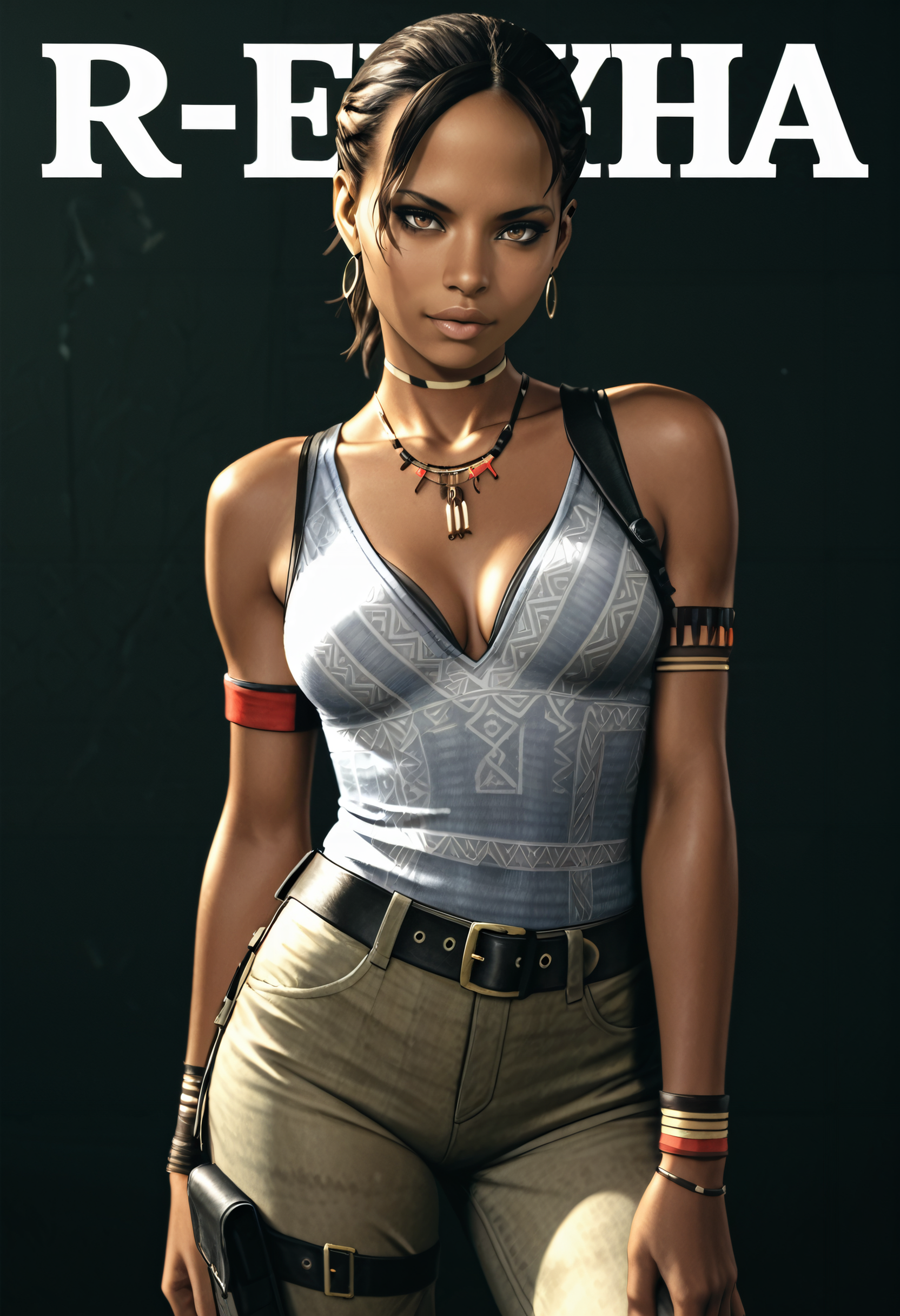 masterpiece, best quality, absurdres, highres, extremely high detail,
 <lora:ILRE5Sheva:1>
RE5Sheva, 1girl, black hair, ponytail, brown eyes, dark skin, golden hour glow, natural shadows, realstic background, depth of fields,cinematic lighting,outdoor,sunny sky, dynamic motion, harmonious facial expression,smile,happy,looking back,from behind