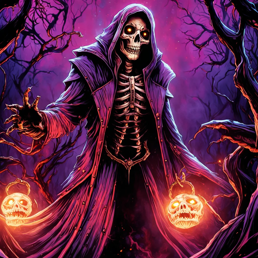 professional 3d model breathtaking anime artwork skeleton mage deep glowing eyes casting a (fire spell:1.4) wearing tethered appeal, horrible terror, gore, blood, in a (dark:1.3) dungeon by dnmumfrd <lora:dan_mumford_v1:1.7> cornell box . key visual, vibrant, studio anime, highly detailed . award-winning, professional, highly detailed . octane render, highly detailed, volumetric, (dramatic lighting, rim lighting:3), (dark horror theme:3) (illustration:2), (cracked skull:1.5) cel shading, (perfect drawing:2), cinematic film still . shallow depth of field, vignette, highly detailed, high budget, bokeh, cinemascope, moody, epic, gorgeous, film grain, grainy, breathtaking . award-winning, professional, highly detailed, horror-themed . eerie, unsettling, dark, spooky, suspenseful, grim, highly detailed, disco-themed . vibrant, groovy, retro 70s style, shiny disco balls, neon lights, dance floor, highly detailed, long exposure photo of . Blurred motion, streaks of light, surreal, dreamy, ghosting effect, highly detailed