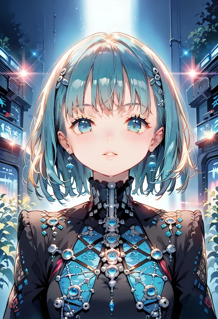 score_9, score_8_up, score_7_up, source_anime, solo, 1girl, JairouP, (work of art, Maximum quality, best qualityer, offcial art, Beauty and aesthetics: 1.2), (1 girl: 1.3), (Fractal Art: 1.3), Vibrant Aqua Blue Eyes, Medium hair with tassels,