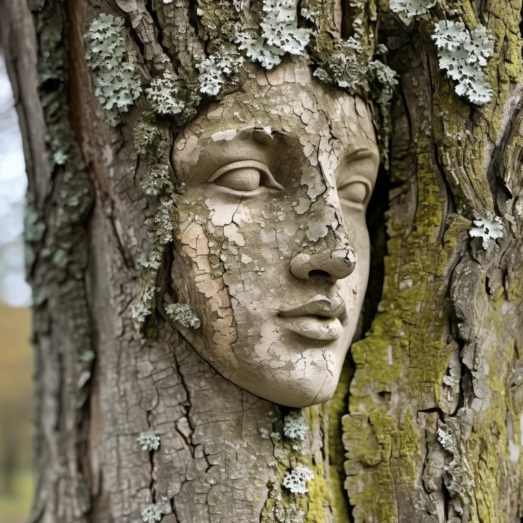 cinematic photo barnum-sepia texture cracked dry treebark with lichen classical roman sculpture of face of venus, on pedestal, treebark (cracked wood style room interior:1.2) design <lora:treebark-SDXL-s-exp:0.9> . 35mm photograph, film, bokeh, professional, 4k, highly detailed