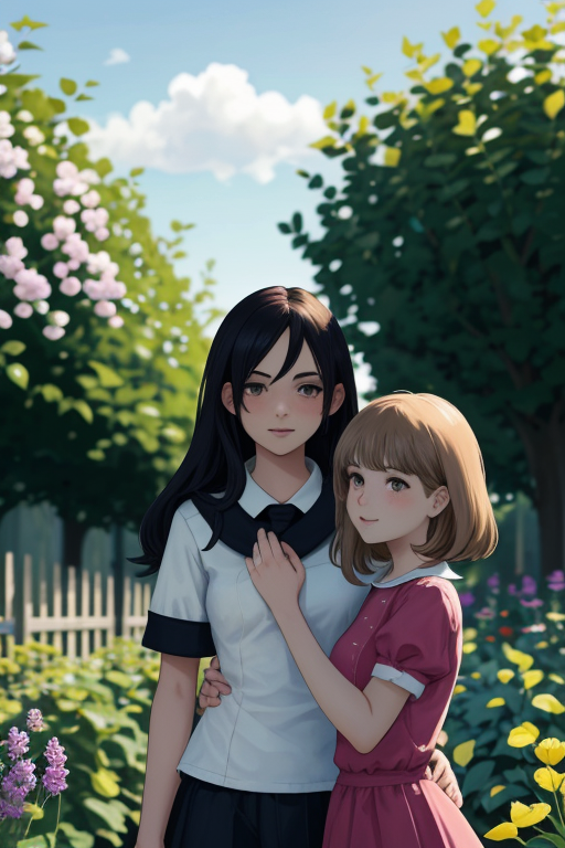 2girls in the garden <lora:LCM_LoRA_Weights_SD15:1>