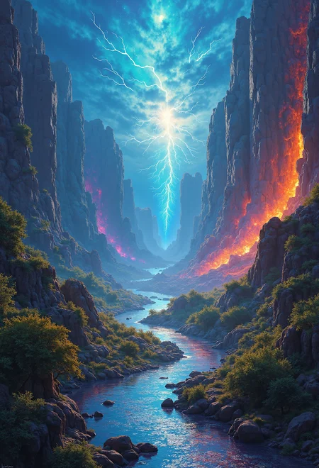 In a world where colors are alive and possess consciousness, entire ecosystems thrive through the dynamic interaction of hues and shades, creating a mesmerizing Symphony of Living Colors. The verdant green forests pulse with vibrant energy, their leaves harmonizing in melodies of growth and life. In contrast, the electric blues crackle with raw power, creating storms of living lightning that dance across the skies, illuminating the land below with bolts of conscious energy. These living colors are not just part of the environment but are intertwined with the people, known as color-benders, who can manipulate and shape the hues around them with their thoughts.
Cities in this world are living, breathing entities, with walls that shift and morph in response to emotions. These cities glow with an ever-changing palette of feelings, where sadness brings deep blues and purples, while joy sets the buildings alight with bright yellows and oranges. Rivers of liquid gold flow through the heart of these cities, shimmering beneath bridges made of sparkling silver, their surfaces alive with flickers of sentient light. The color-benders harness this living spectrum, shaping it into tools, homes, and even creating entire landscapes. The most skilled among them can summon mighty colorstorms, torrents of living, sentient color that sweep across the land and reshape both the terrain and the skies, painting the world in vibrant, unpredictable new forms.
At the core of the planet lies the Heart of the Spectrum, the entity that governs the balance of all colors in the world. It is a living embodiment of the spectrum, pulsating with every hue and shade in existence, maintaining equilibrium. Once in a lifetime, the most courageous color-benders embark on a sacred pilgrimage to seek its wisdom, hoping to gain insight into the mysteries of the living colors. This journey is fraught with peril, as the balance of colors is delicate, and those who disturb it risk unleashing chaos upon the world. Yet, for those who succeed, the Heart grants them profound knowledge and the power to shape the future of their vibrant, living world.