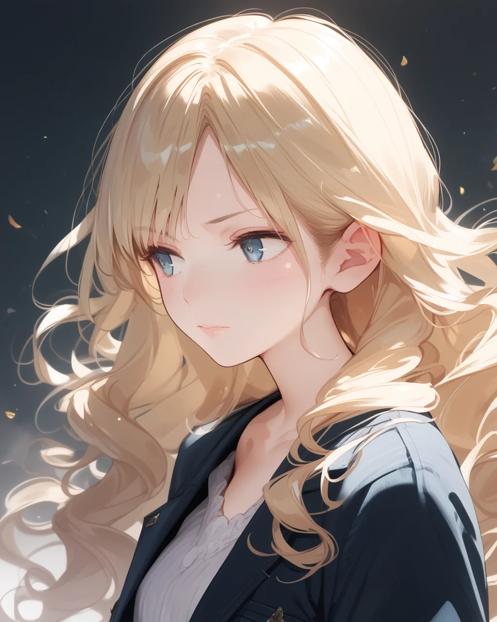 score_9, score_8_up, score_7_up, score_6_up, score_5_up, score_4_up, source_anime, screenshots, <lora:amamitsuki_pony:0.8:start=10>amamitsuki, 1girl, looking to the side, upper body, wavy hair, blonde hair,