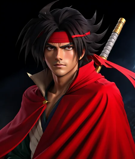 <lora:Domon_Kasshu_from_Mobile_Fighter_G_Gundam:1> domon kasshu, anime style, male, wearing red cape,
hd, high resolution, 4k, 8k, masterpiece
