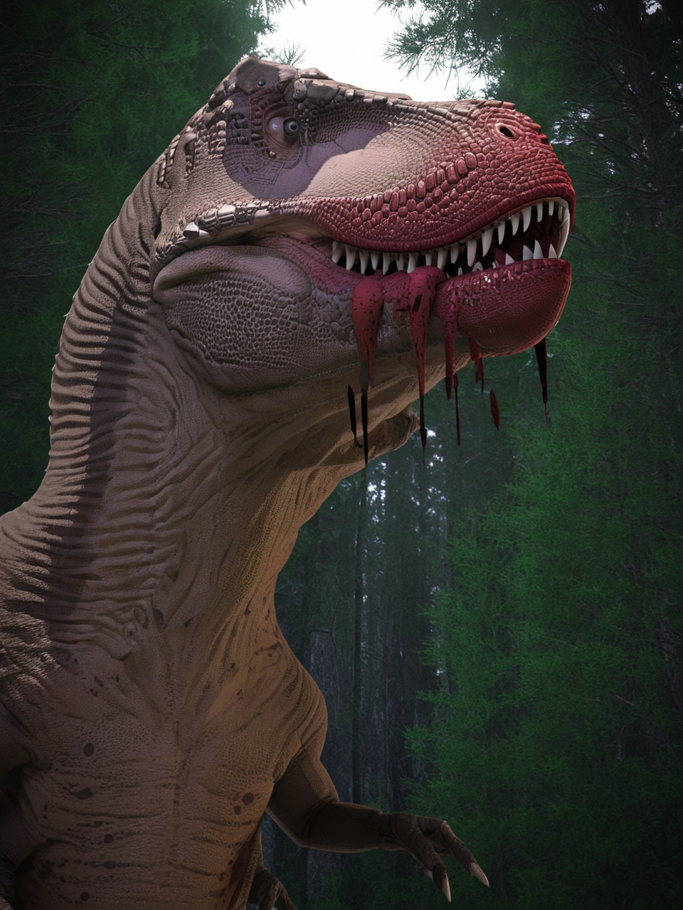 <lora:T-Rex_Version_3_SDXL:1>, t-rex, animal, dinosaur, Large Eye, forest, large t-rex, outdoors, sharp teeth, Bright Colors, Animated, Animation, Cartoon, Anime, Anime Face, Waifu, 2D, Visual Novel, Manga, Comic, Cel-Shaded, Dark Lighting
