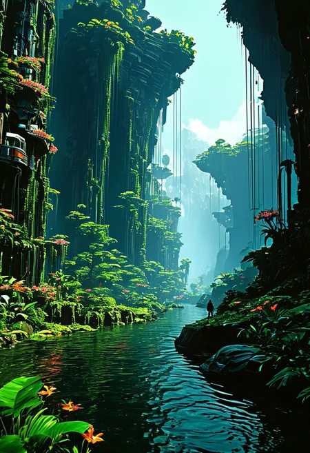 A surreal, dreamlike landscape, where gravity-defying waterfalls flow into the sky, surrounded by floating islands and luminescent flora, 
in the style of the eerie ambiance of Ridley Scott's 'Alien' with 80s sci-fi nostalgia. Blend dreamlike, claustrophobic spaces, grimdark Warhammer 40K magic, and campy yet sinister tones. Envision a surreal, dystopian world where arcane forces meet retro-futuristic sci-fi, creating a uniquely haunting tableau
, in the style of an old 80's VHS dark fantasy, VHS screen grab, grainy, old footage