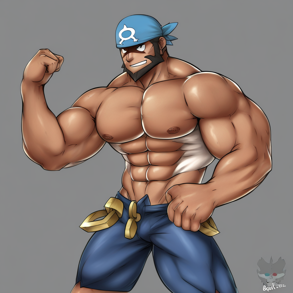 Pokemon_ORAS_Archie, Pkmn_Trainer_Archie, bara, flexing muscles