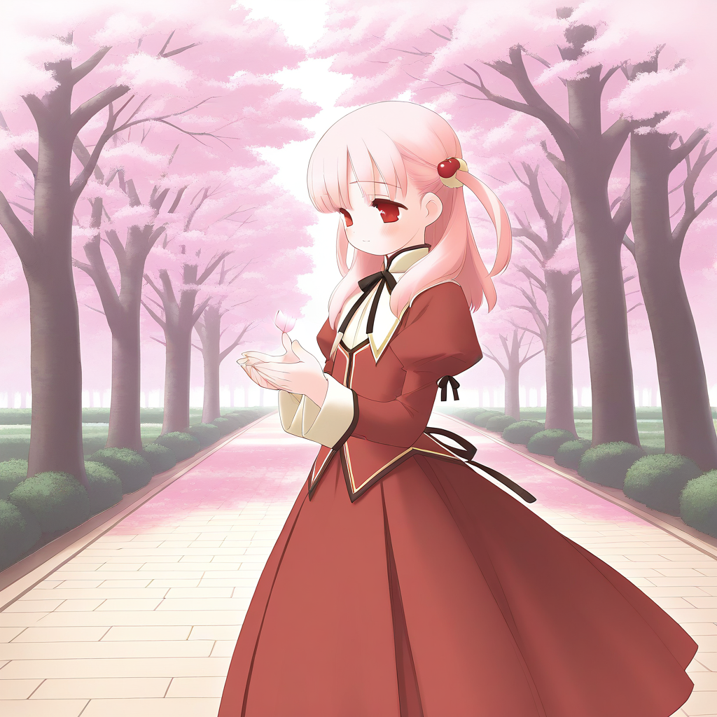 general,highres, ultra-detailed,very aesthetic,best quality ,best hands,  BREAK <lora:Kiriyama_Sakura_IS:1> KiriyamaSakura, pink hair, flat chest, red eyes, hair ornament, 
1girl, solo, tree, outdoors,  cherry blossoms, red long sleeves, red skirt,  long hair, twin tail,
head shot,