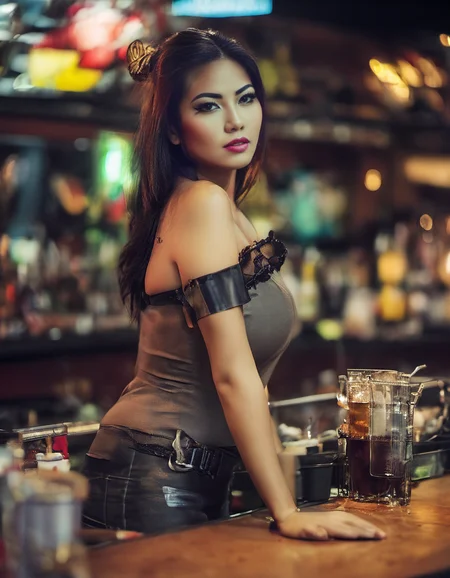 bangkok, <lora:bargirl:1.0> photo of bargirl, big breasted, bargirllocation looking at the viewer, tack sharp, professionally color graded dslr