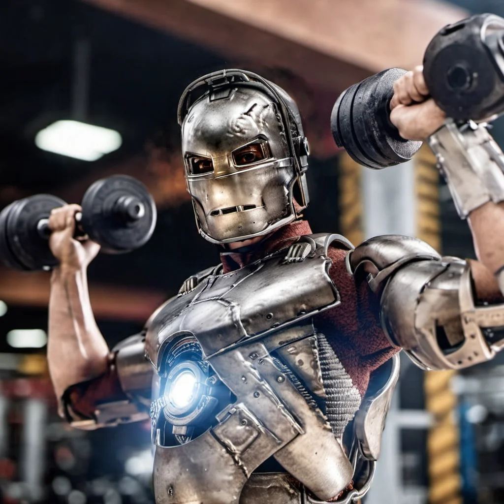 IronManMark1-1024, a robot, full body,  weightlifting in a gym, highly detailed , photography, ultra sharp, film, bokeh, professional, 4k  <lora:add-detail-xl:1.5>  <lora:IronManMark1-1024-000330:0.9>