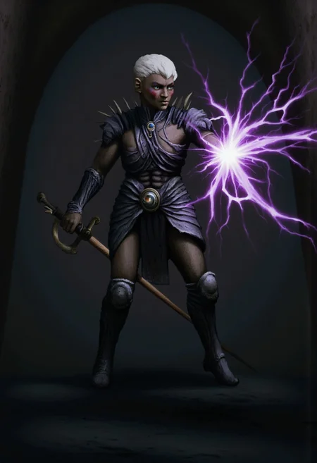 b3rs3rk macro lens d4concept pov, 3D01S, simple background d4artstyle atmospheric and powerful MikeFranchinastyle dark fantasy, natural organic and first person pov of a berserk style creature in the Tsutomu Nihei style
Dark elf warrior, ebony skin with a slight metallic sheen, contrasting shock-white hair ranging from short and tousled to long and flowing. Sharp, angular facial features with high cheekbones and pointed ears. Piercing eyes that glow with inner light, colors varying from amber to pale lavender. Athletic, lithe body clad in intricate, form-fitting armor made of overlapping weaved plates and scales in deep dark purples, blacks, and gunmetal grays. PaperStyle Armor design includes ornamental bladed edges, suggesting both protection and offensive capabilities. Wielding an assortment of elemental weapons including curved katanas, poison bottes, and magical whips made of crackling energy. Poses range from dramatic action stances to regal portraits, conveying both lethal grace and commanding presence. Background shadowy caverns. Art style spans from highly detailed digital paintings to stylized fantasy illustrations, with emphasis on dramatic lighting and shadow play to accentuate the character's mysterious and dangerous aura
UHD letterboxed game trailer frame chromatic aberration dark atmosphere sharp masterpiece with a focus on the character, elden ring, dark atmosphere