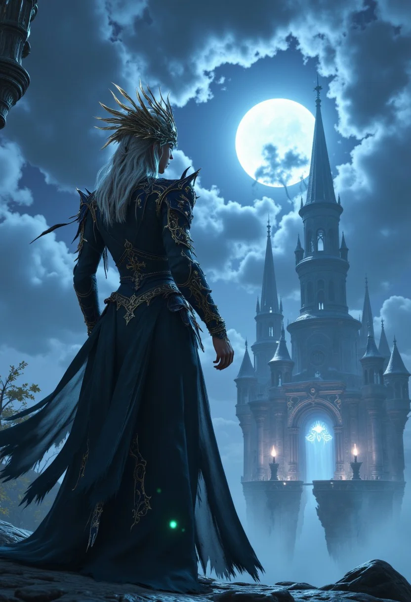 High atop a floating citadel carved from gleaming marble, a masked priestess with iridescent feathers braided into her hair conducts a celestial choir of winged creatures, their voices echoing through swirling twilight skies.
, aidmabaldursgate3, aidmafluxpro1.1, aidmaimageupgrader