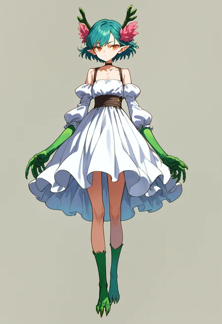 score_9, source_anime, score_8_up, score_7_up,simple background,white background,standing,full body,
<lora:qcontrol_v1:0.8>,qcontrol,1girl,solo,white dress,green claws,