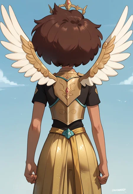 score_9, score_8_up, score_7_up, 1girl, nocunoct, anneboonchuy, brown hair, dark-skinned female, short hair, six angel wings coming from behind her, solo, bright light shinning behind her, armour, golden silk long skirt, looking a viewer
BREAK, (masterpiece, best quality, highly detailed), expressiveh, floating