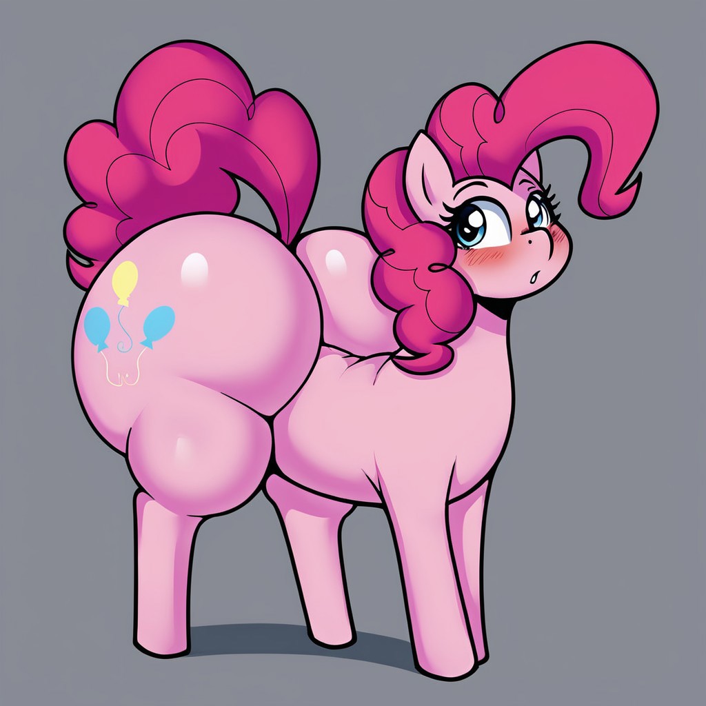 Pinkie pie, Wide hips,feral pony,blushing,shading,masterpiece,pony form,allfours,perfect body, good anatomy,curvy body, big butt,solo female ,Huge Butt, feral Pony,Dongitos Style,hooves