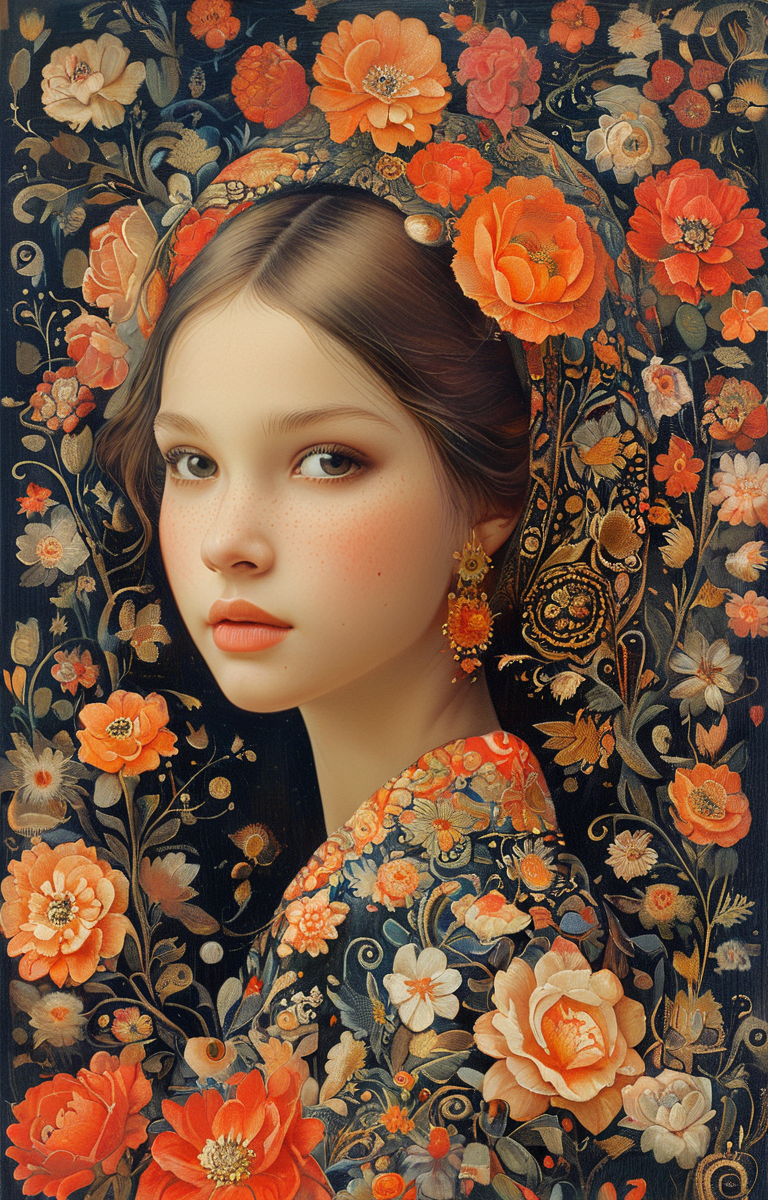 masterpiece,best quality,<lora:tbh230-sdxl:0.9>,illustration,Khokhloma, tech genius teenage girl