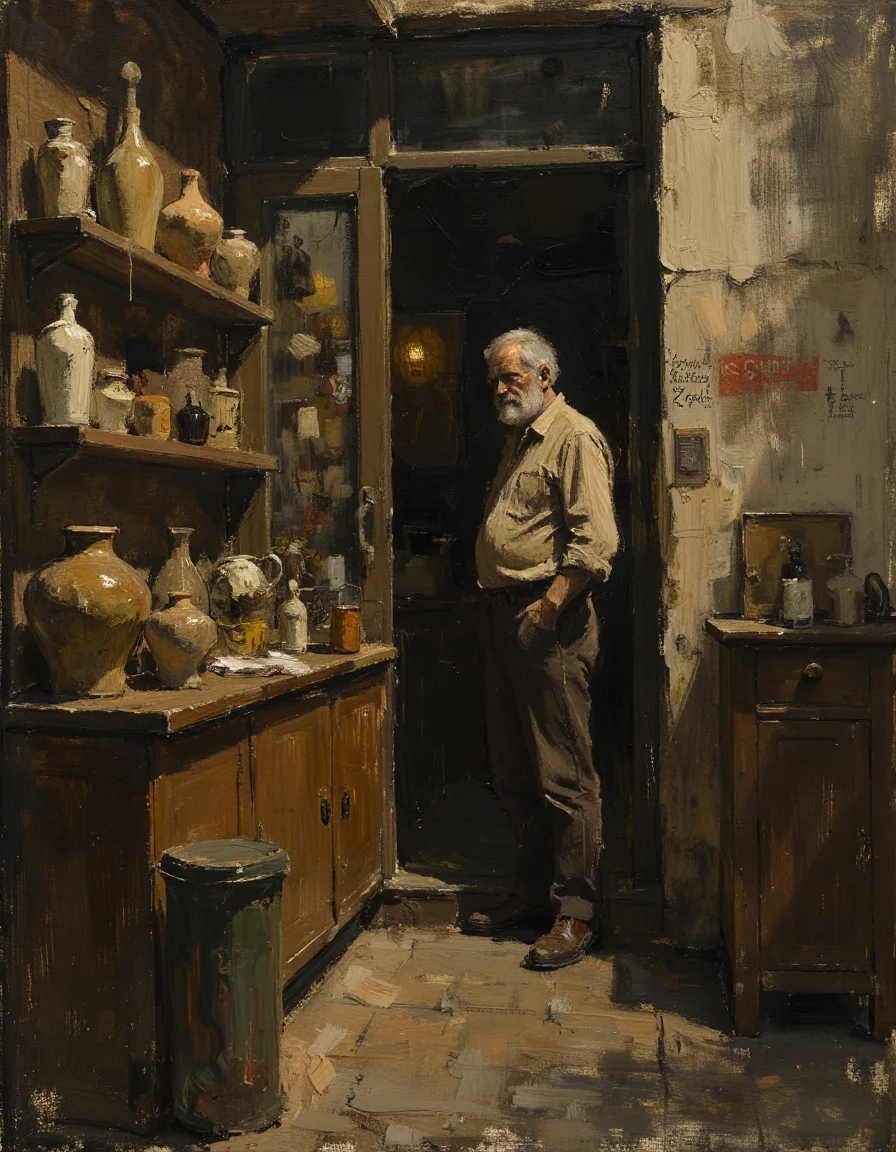 The old dreams-selling shop and its eccentric old proprietor with his curios and their magical glow