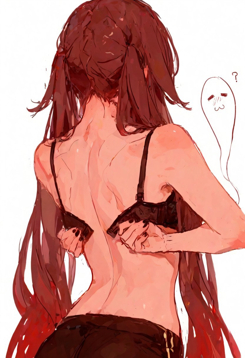 High quality, Ultra detailed, best quality, insanely detailed, beautiful illustrations, masterpiece, beautiful line, perfect anatomy, beautiful color, glamor, (sketch:1.3), voluptuous, glamor, masterpiece, best quality, delicate illustration, (newest:1.2), very aesthetic, sharp focus, score_9, score_8_up, Genshin Impact, Hu Tao, simple background, changing clothes, take off bra, hidden camera, voyeur, Hidden camera footage of erotic private parts, voyeur footage, ghost,