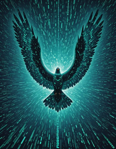 Glitchcore Art Style, detailed, mmatrix-style, silhouette, code, text focus, glitch, digital dissolve, bird, dynamic, dramatic, distorted, vibrant colors, glitchcore art style