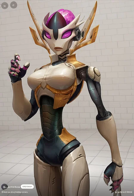 score_9, score_8_up, solo, 1girl, standing,  unusual camera angle, random pose, ,   Mechari_Robot