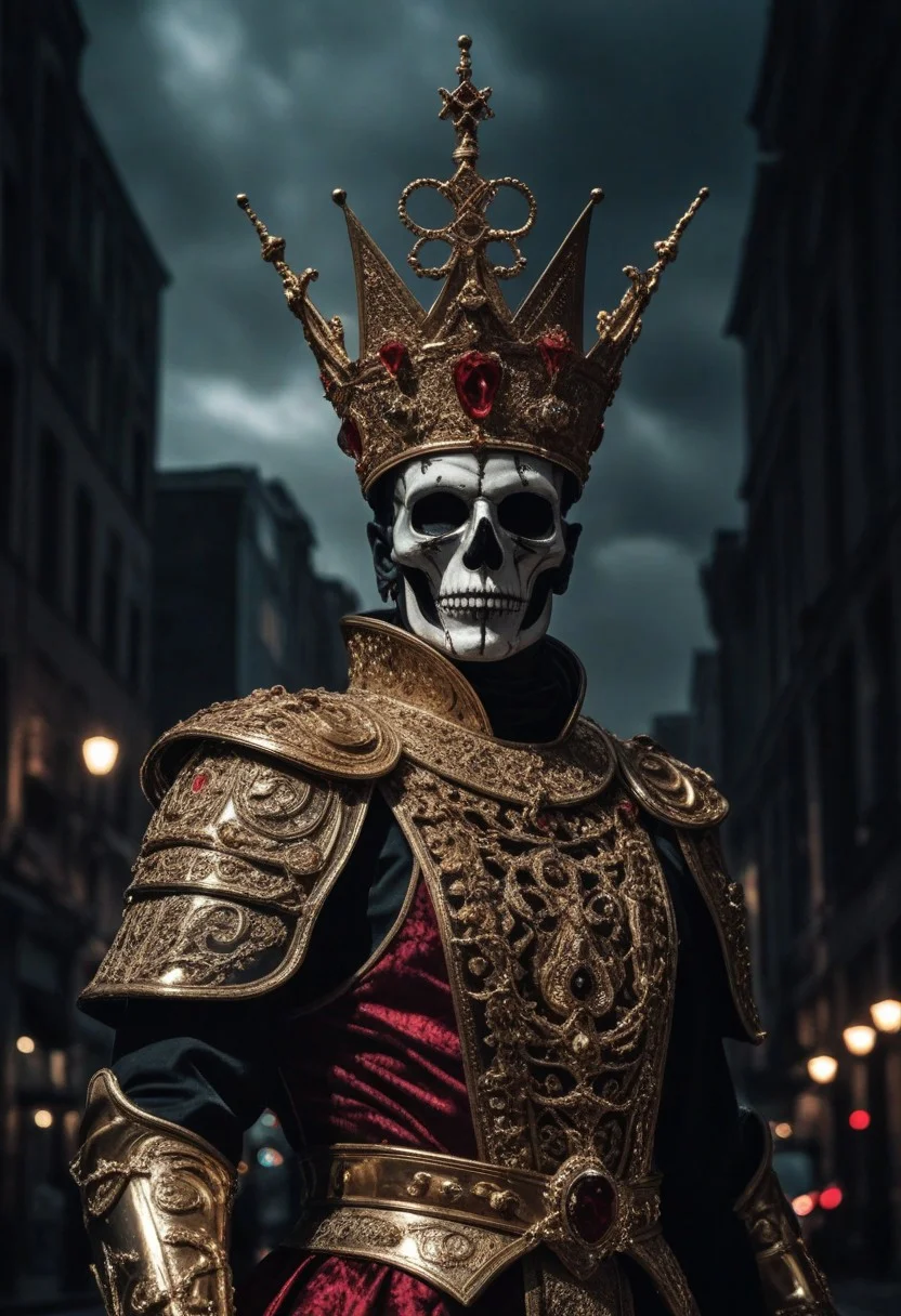 , 16k, raw, (ultra high picture quality), (intricate details), (strong fisheye lens photo/ intense fisheye view photo), ((bottom lit/)/(underlighting)), full body,  large view, ((dynamic photograph of a giant macabre riveted chrome and gold mechanical deity ) (tall jewelled mitre crown) (black and red smock), (holding a long (was-sceptre) stylized sceptre of power with an animal head at the top), ( is destroying the city)), (outside late at night during an electrical storm),
[horror , (double exposures), (low opacity overlays), nighttime, outdoor, realisticvision-negative-embedding, ]