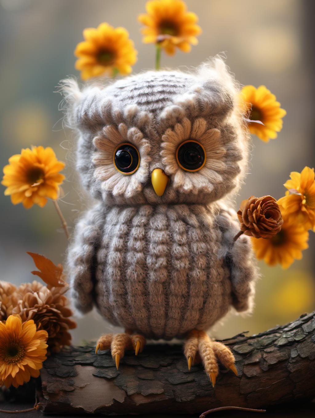 BJ_Sewing_doll,solo,looking_at_viewer,holding,standing,full_body,flower,blurry,no_humans,blurry_background,bird,animal,realistic,holding_flower,animal_focus,owl,
Best quality,masterpiece,<lora:SDXL_Sewing_doll:0.7>,