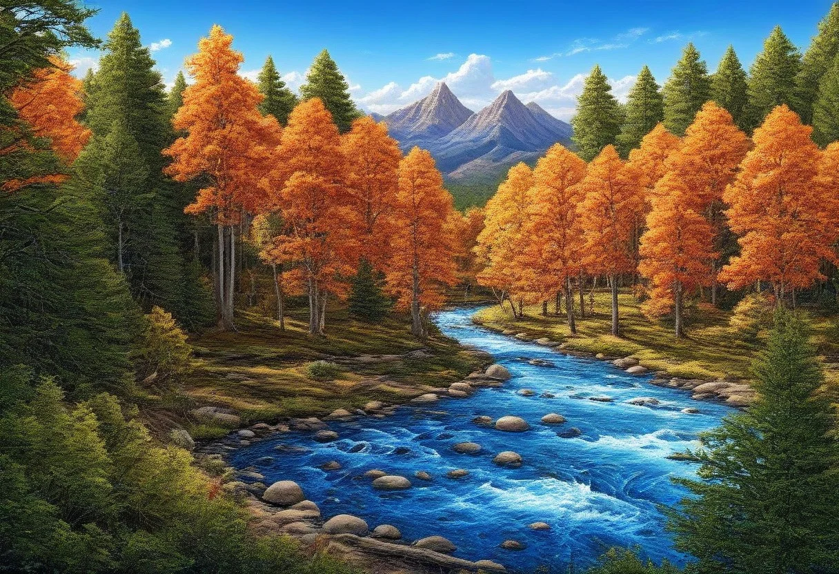 amazing photograph of gorgeous view, award winning, breathtaking, oil painting, 4k, hyperrealistic, dramatic lighting <lora:Earth35_000010:0.4> <lora:Landscape_Unleashed:0.8>
"Nature's serene beauty: A tranquil river flowing through a dense forest, with the sun casting a warm glow on the scene."