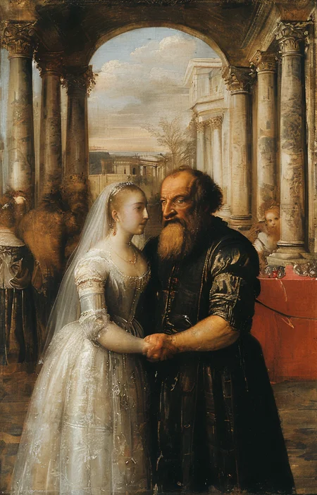 masterpiece,best quality,<lora:tbh195-sdxl:0.9>,illustration,style of Titian, portrait of family