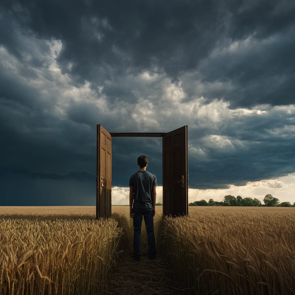 UHD, 4k, ultra detailed, cinematic, a photograph of <lora:Juxtaposition style:1>
Juxtaposition of a man standing in front of two open doors in field with cloudy sky above,solo,short hair,brown hair,black hair,1boy,standing,male focus,outdoors,sky,cloud,night,cloudy sky,night sky,scenery,door,lamp,dark Juxtaposition, artistic, photography, dramatic light, dramatic shadow light, contrast, saturated color, cinematic, filmic, photographic, realistic, realism, perfection, perfect, Juxtaposed, opposite, different things, side by side, syncretism, antithesis, Juxtaposition style, epic, beautiful lighting, inpsiring