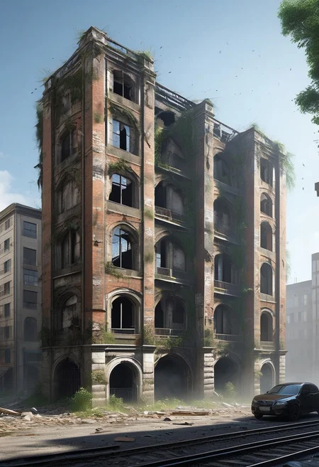 (photorealistic), city ruin, cf_style, (masterpiece), score_9