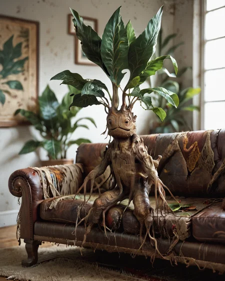 score_9, score_8_up, score_7_up, intricate details, rating_questionable,
<lora:homri52:1>,
<lora:Mandrake:1>, Mandrake, plant monster, leaves, bark, black eyes, yellow-brown bark
, looking at the viewer, solo, happy, 
full body, typical clothing, sitting on sofa) comfy living room,
masterpiece, 
detailed background, depth of field, 
<lora:ral-chrosc-clr:0.5>, ral-chrosc-clr,
<lora:Expressive_H:0.5>, Expressiveh,
<lora:xl_more_art-full_v1:0.3>,
<lora:add-detail-xl:0.3>,