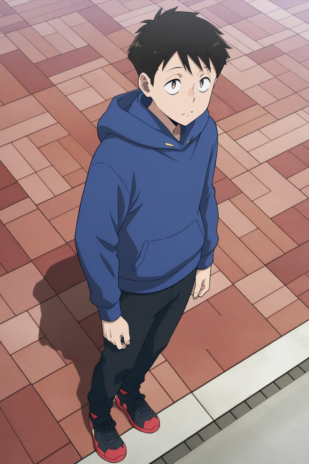 masterpiece, best quality, amazing quality, very aesthetic, absurdres, ultra detailed,
<lora:il_contrast_slider_d1 (Ð¦ÐÐÐ¢ ÐÐÐ Ð¢ÐÐÐÐ):-0.8>
<lora:Kouichi Haimawari:0.8> kouichi_haimawari, 1boy,
portrait, solo,
view from above, body is visible,
black sneakers with red soles, hoodie, black pants,