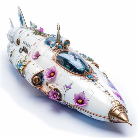 Clear white background, flowers, intricate design, ArsMJStyle, Art Noveau, (Spaceship),   <lora:ArsMJStyleSDXL_-_Art_Nouveau:1>