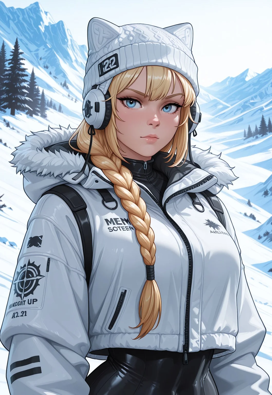 score_9, score_8_up, score_7_up, 1girl, solo, arctic explorer, insulated winter gear with fur trim and reflective accents, long braided blonde hair with a warm knitted hat, realistic, cinematic angle, cinematic lighting, athletic body, determined face, piercing blue eyes, adventurous pose
BREAK
trekking through a snowy mountain range
BREAK
source_adventure_art, rating_explicit, expressive, full body, dynamic pose
BREAK
detailed beautiful background, majestic snowy mountains with towering peaks and glistening ice formations, dense pine forests and frozen lakes, distant glaciers and icy waterfalls, serene atmosphere with a sense of adventure and endurance
<lora:Expressive_H:0.6>Expressiveh, (SimplepositiveXLv1:1.3), (upper body, full clothed:1.85) ((masterpiece)) (ultra realistic, 32k, masterpiece:1.2), (high detailed skin:1.1), (high quality:1.1) (((full clothed))) <lora:DandonFuga_Style_v.2_-_Pony:0.8>
<lora:add-detail-xl:1>
<lora:Dynamic Poses:1>