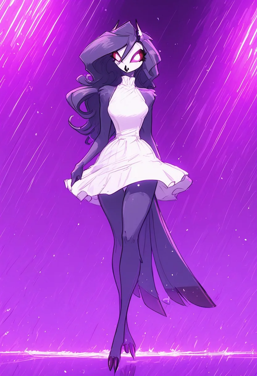 score_9, score_8_up, score_7_up, score_6_up, 1girl, solo, octavia, octavia, avian bird demon owl owl_demon, beak, red sclera, from hellova boss, anthro furry, long hair, nightclub outfit, tight white dress, perfect face, perfecteyes, sexy, sexy girl, beautiful eyes, dancing, dynamic angle, full body shot, red eyes, glowing eyes, pop star, , neon lights, glowing lights, jjco
