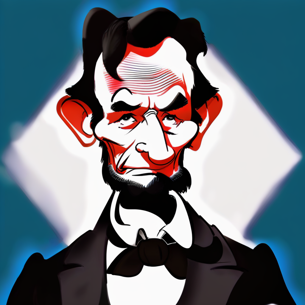 Caricatures style picture of Abraham Lincoln,beard,bowtie,solo,portrait,simple background,looking at viewer,realistic,shirt,monochrome,greyscale,white background,sketch,upper body,nose,collared shirt,traditional media,jacket,white shirt,thick eyebrows,formal,parody,old man,<lora:CaricaturesInpaintTDXLv1a:1.15>,