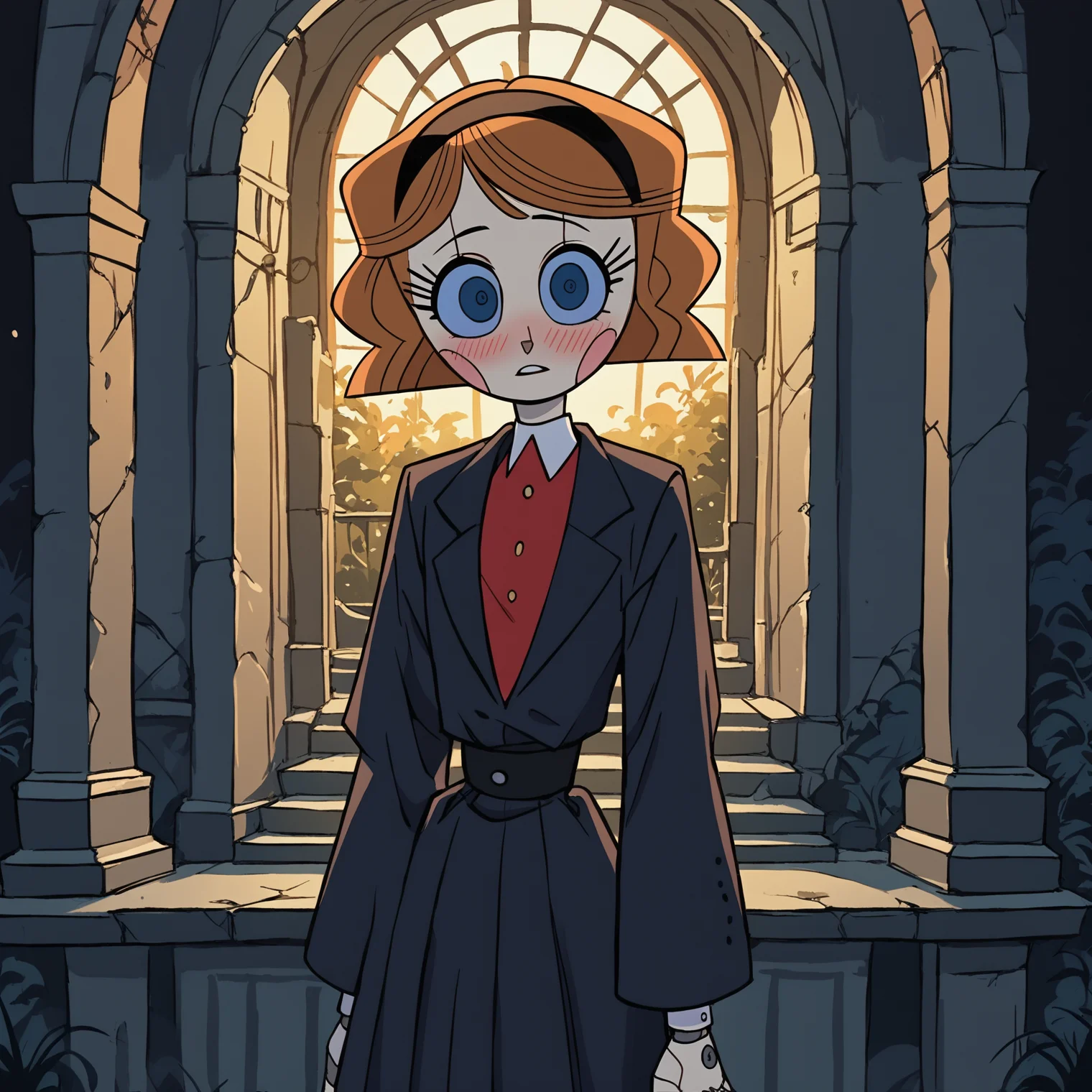 score_9_up,score_8_up,score_7_up,score_6_up,1girl,emmytr,robot,brown hair,blue eyes,blush,<lora:Emmy_Emmy_the_Robot_commission:0.8>,looking at viewer,<lora:zy_Detailed_Backgrounds_v1>,detailed background,<lora:StS_PonyXL_Detail_Slider_v1.4_iteration_3:1>,1gothic1,red BREAK standing,black forest,night sky,night,<lora:Gothic:1>,1gothic1,red,