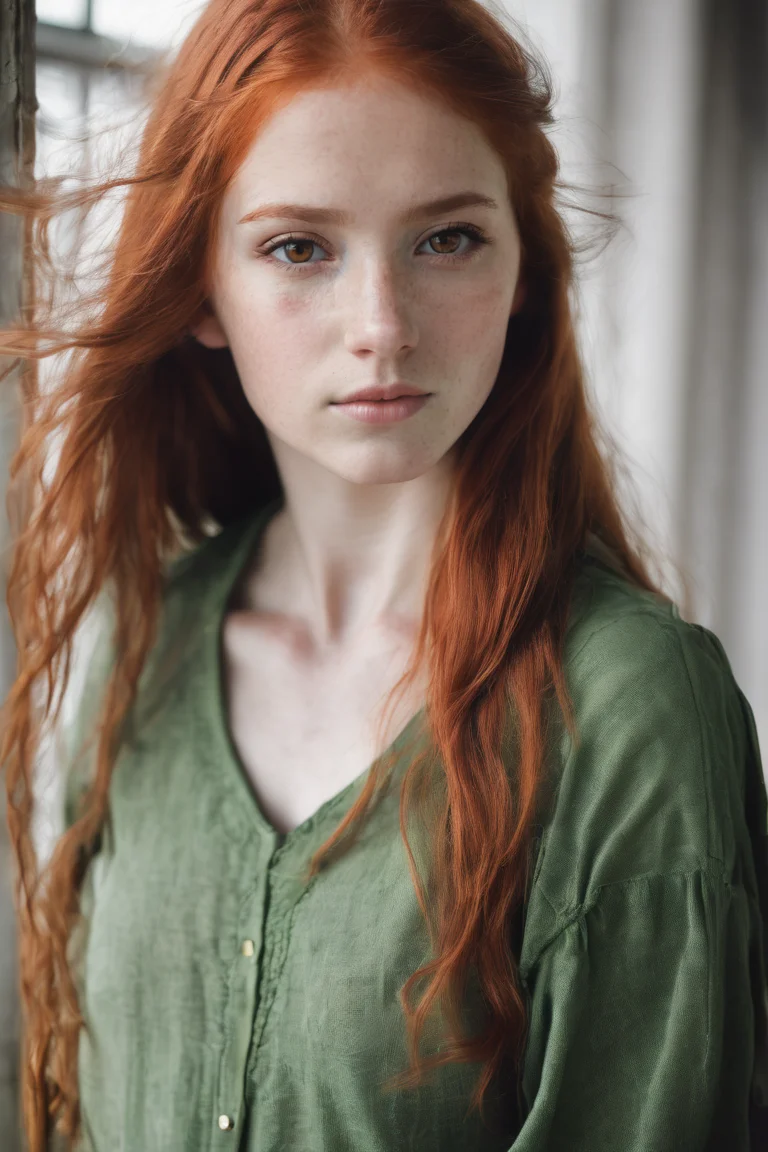 photo of 1girl, redhead, brown eyes, portrait <lora:PerfectEyesXL:1.0> perfecteyes