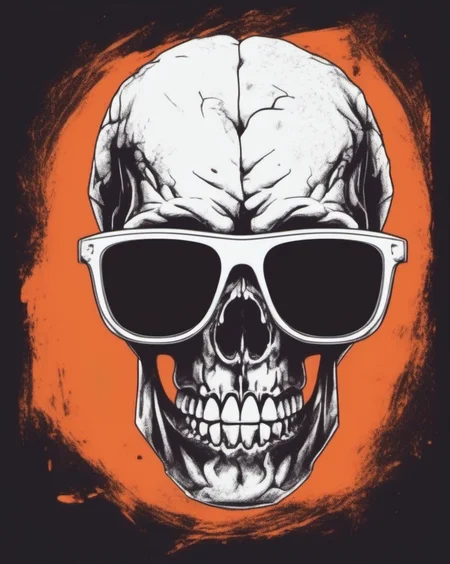 skull head wearing sunglasses, tshirt design <lora:last:1>