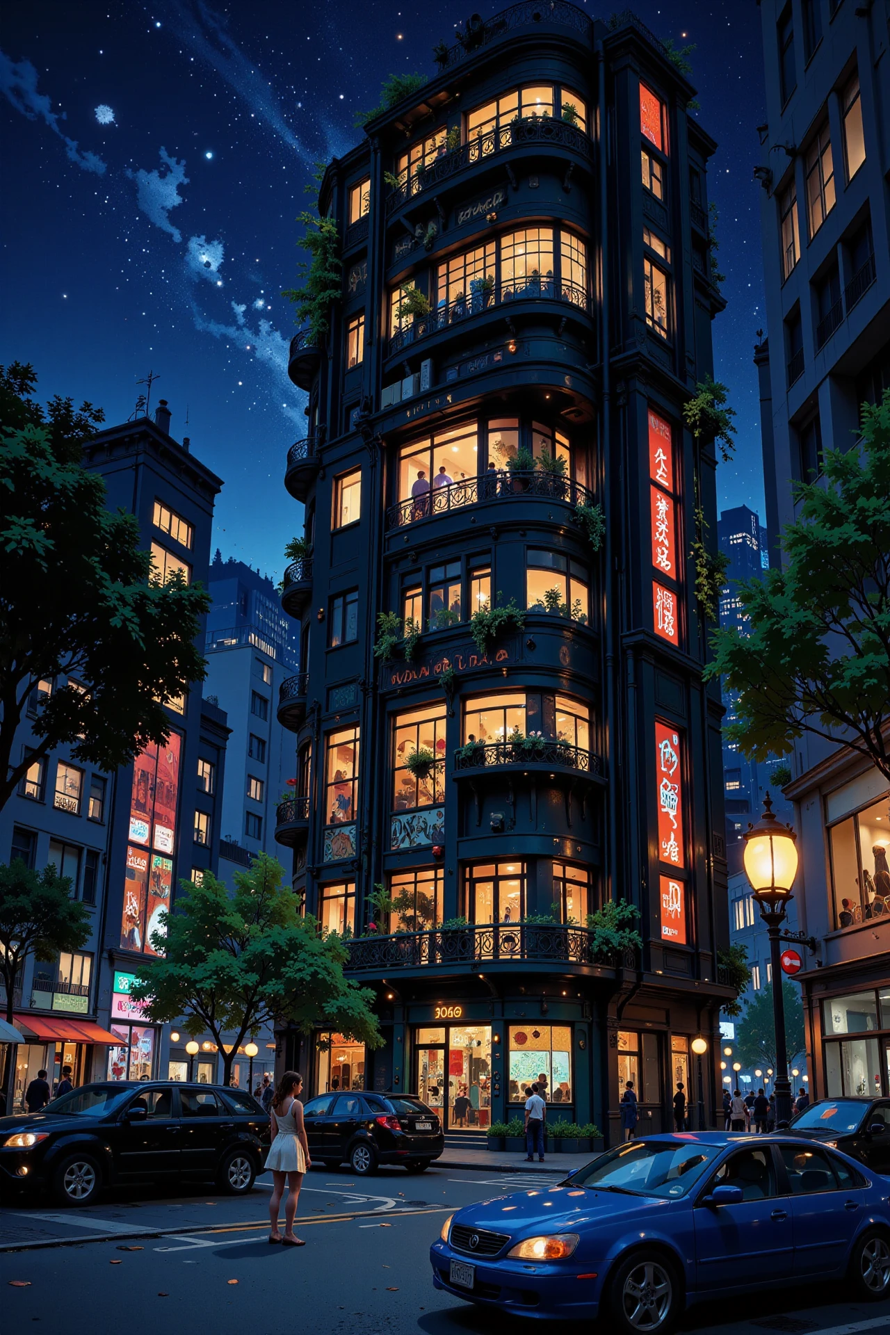 apartment beautiful  landscape, bright luminous night, woman, very intricate, very detailed, sharp, bright, colorful, <lora:Hand v2:0.5> <lora:Anti-Blur:1><lora:Insane Detail Slider:0.25>  <lora:flux.1_lora_flyway_Epic-detail_v2:0.3> <lora:fluxenhancer:0.25> <lora:ROWER:0.8> <lora:Anime art - Variant 3:0.6> Anime art