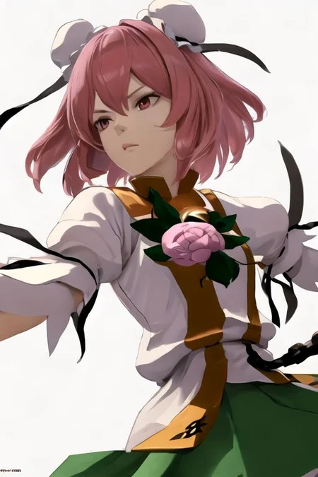 solo_focus, 1girl, ((white background, simple background)):2, (((masterpiece))), ((best quality)), ((ultra-detailed)), high resolution, absurdres, highres, ultra-detailed 8k unity wallpaper, 
ibaraki kasen,