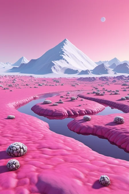 hyper detailed masterpiece, dynamic realistic digital art, awesome quality,diversity tundra of solitude
,pink morass
,meditative geothermal plant
screen space ambient occlusion (ssao),illusory escapism, extraordinary