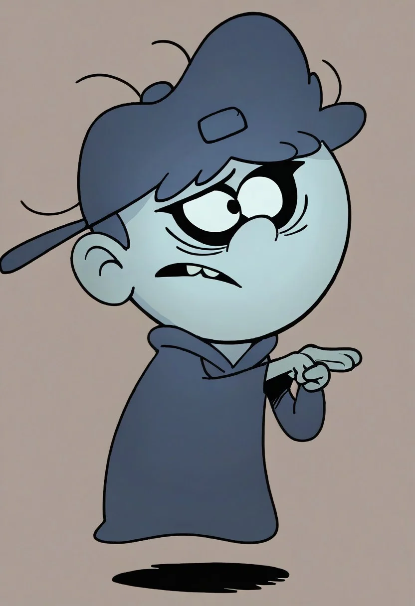 (score_9 | score_8_up | score_7_up)
((masterpiece:1))(best quality,very high quality,ultra detailed:1.2)
(2D,cartoon style,anime style)(Smooth:2)(clean blurring)
(four fingers on each hand,one thumb on each hand:1), wraith, ghost, Leif Loud, solo, 1boy, blue hair, missing teeth, blue baseball cap facing backwards, blue skin, ghost tail, full body