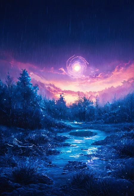 A land of melancholy, icy rains and squally winds, stunning, something that even doesn't exist, mythical being, energy, molecular, textures, iridescent and luminescent scales, breathtaking beauty, pure perfection, divine presence, unforgettable, impressive, breathtaking beauty, Volumetric light, auras, rays, volumetric lighting, vivid colors reflects