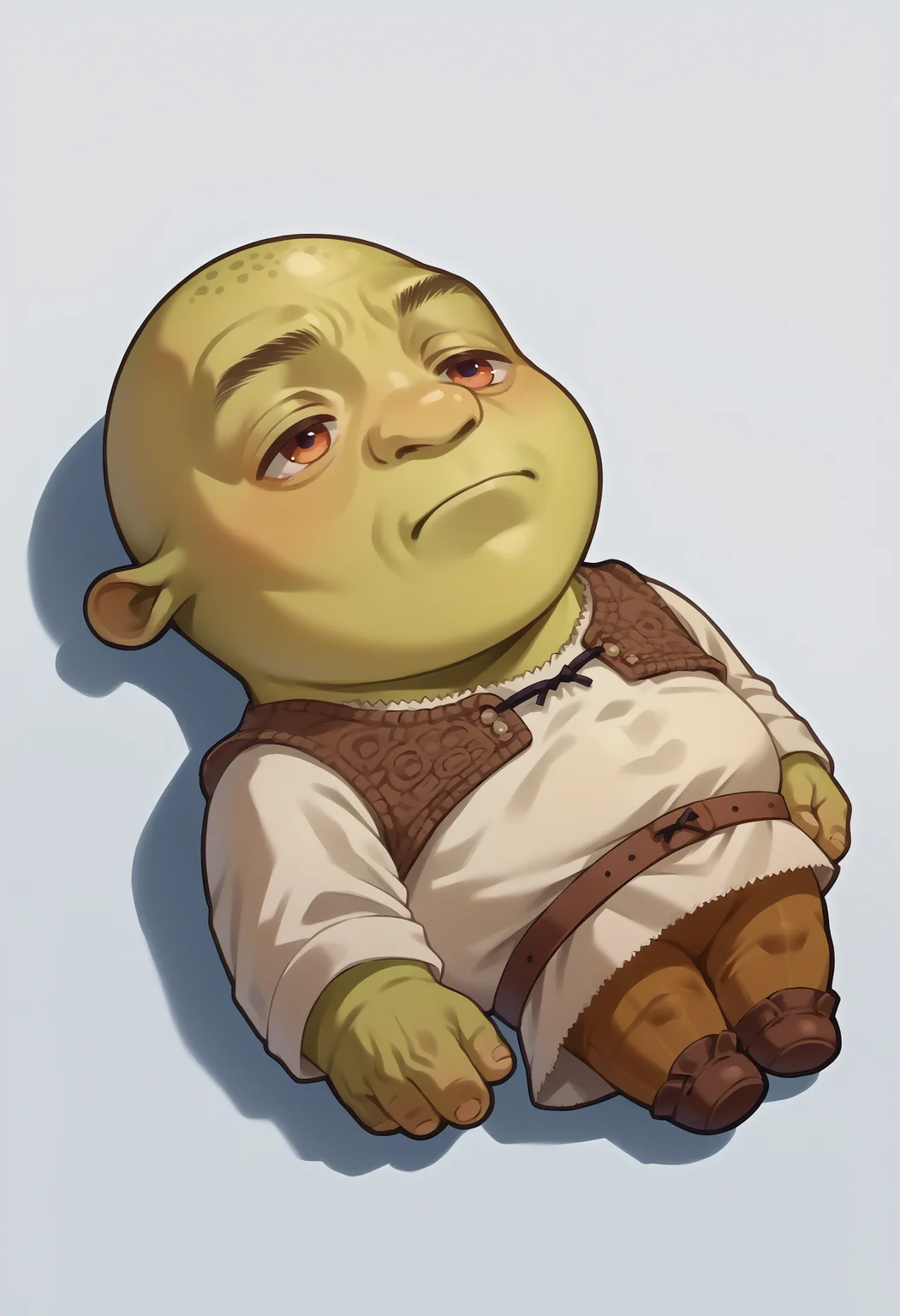 score_9, score_8_up, score_7_up, source_anime, 1boy, QiqiFallen, lying, on back, chibi, <lora:QiqiFallen_XLPD:1.2>, <lora:Shrek_XLPD:1> shrek, green skin, bald,