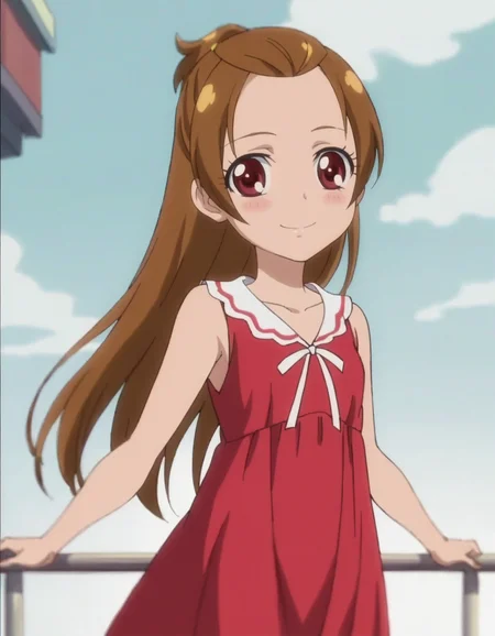 score_9, score_8_up, score_7_up, anime screencap, solo,1girl,madokaaguri, smile, dress, sleeveless, white sailor collar, sailor collar, ribbon, collarbone, looking at viewer,cowboy shot ,small breasts,blush<lora:madokaaguri:0.8>